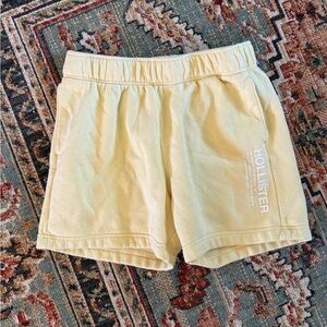 Hollister Light Yellow Logo Sweat Shorts